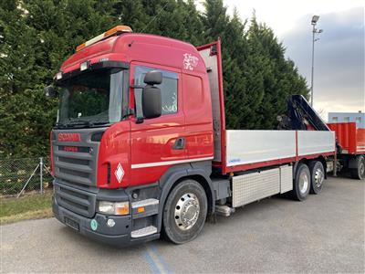 LKW "Scania R440 LB 6 x 2 4MNB Automatik (Euro 5)" mit Pritschenaufbau und Heckladekran "EFFER 155-11/3S", - Cars and vehicles