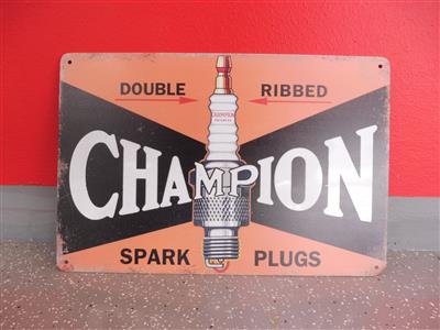 Werbeschild "Champion Spark Plugs", - Cars and vehicles