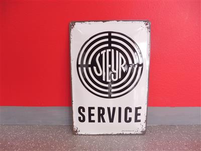 Werbeschild "Steyr Service", - Cars and vehicles