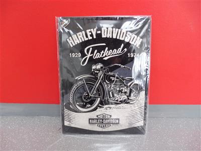 Werbeschild "Harley Davidson Flathead", - Fahrzeuge und Technik