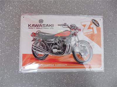 Werbeschild "Kawasaki Z1", - Motorová vozidla a technika