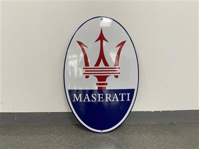 Werbeschild "Maserati", - Fahrzeuge und Technik