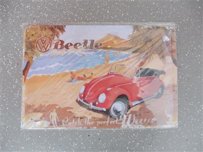 Werbeschild "VW Beetle" ca. 20 x 30 cm, - Fahrzeuge und Technik