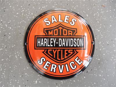 Werbeschild "Harley-Davidson Sales Service", - Cars and vehicles