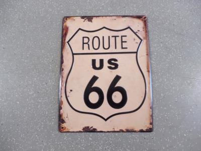 Werbeschild "Route US66", - Fahrzeuge und Technik