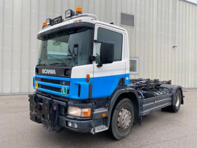 LKW "Scania P114 GB 4 x 2 NA" mit Hackenlift (Abrollkipper) "Marrel", - Macchine e apparecchi tecnici