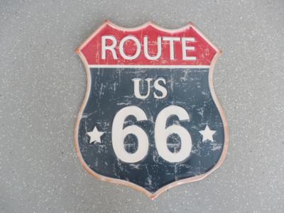 Metalschild "Route US66", - Fahrzeuge und Technik
