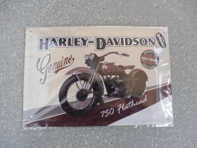 Werbeschild "Harley-Davidson 750 Flathead", - Fahrzeuge und Technik