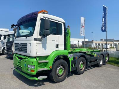 LKW "MAN TGA 35.463 FFNLC 8 x 2-4 (Euro 3)" mit Abrollkipper "Stummer", - Fahrzeuge und Technik