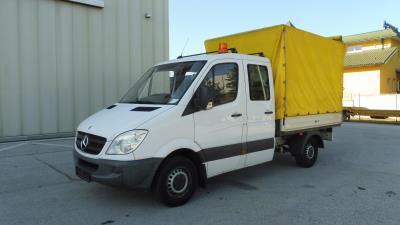 LKW "Mercedes-Benz Sprinter Doka Pritsche 311 CDI 3.5t/3665 mm" mit Spriegel und Plane, - Fahrzeuge und Technik