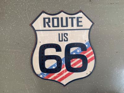 Metallschild "Route 66", - Fahrzeuge und Technik
