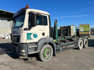 LKW "MAN TGS 28.440 6 x 2-2 BL Euro 4" mit Abrollkipper "Meiler", - Fahrzeuge und Technik