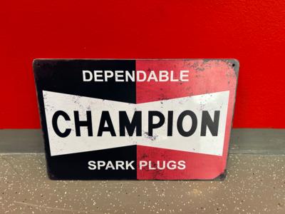 Werbeschild "Champion Spark Plugs", - Motorová vozidla a technika