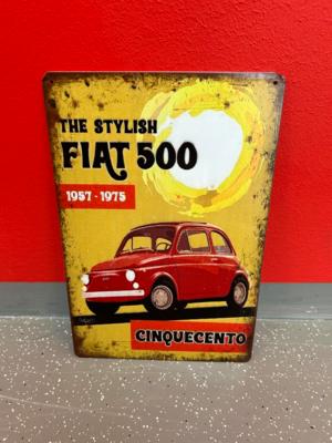 Werbeschild "Fiat 500", - Fahrzeuge und Technik
