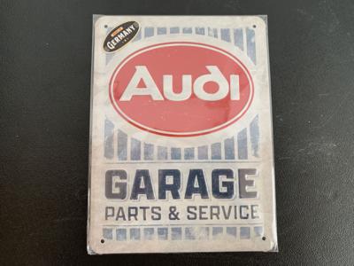 Metallschild "Audi Garage-Parts  &  Service", - Macchine e apparecchi tecnici