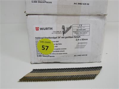 Halbkopf-Streifennägel "Würth" 34 Grad mit gerilltem Schaft, 2,9 x 50 mm, - Postfundstücke