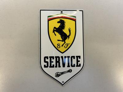 Werbeschild "Ferrari Service", - Baumaschinen und Technik