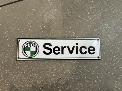 Werbeschild "Puch Service", - Baumaschinen und Technik