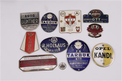 Konvolut Auto  &  Firmenplaketten (31 Stück) - Vintage Motor Vehicles and Automobilia