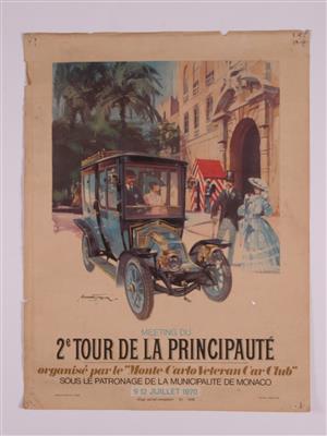 Veranstaltungsplakat "2. TOUR DE LA PRINCIPAUTE" - Historická motorová vozidla