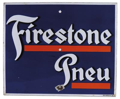 Emailschild "Firestone" - Autoveicoli d'epoca e automobilia