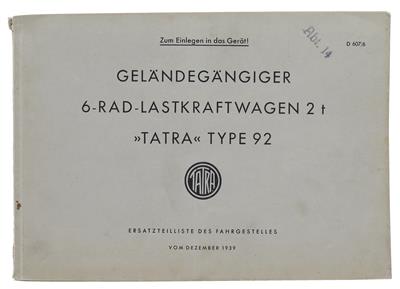 Tatra "Type 92 Ersatzteilliste" - Historická motorová vozidla