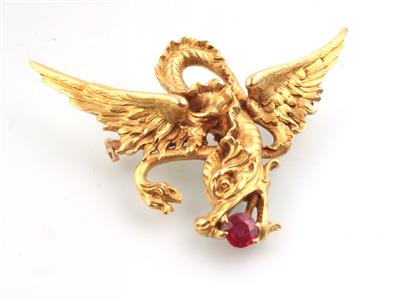 Brosche "Geflügelter Drache" - Schmuck und Uhren