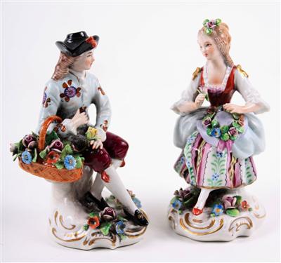 Figurenpaar mit Blütenkorb - Arte, antiquariato e gioielli