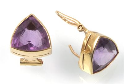 Amethyst-Ohrsteckclipse - Antiques, art and jewellery