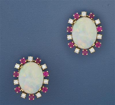 Opal-Ohrsteckclipse - Antiques, art and jewellery
