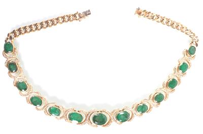 Brillant Smaragd Collier zus. ca. 3,00 ct - Umění, starožitnosti, šperky