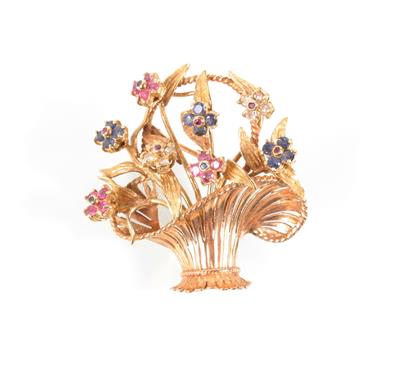 "Blumenkorb" Zitterbrosche - Art and Crafts 1900-1950, Jewellery