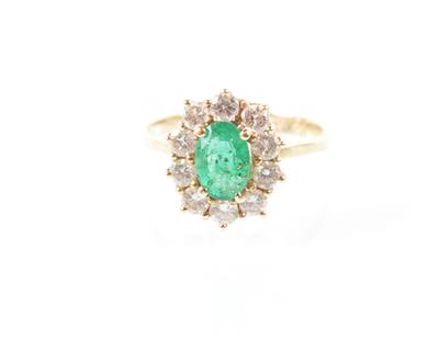 Brillant Smaragd Ring - Art and Crafts 1900-1950