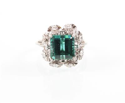 Turmalin Diamantring - Art and Crafts 1900-1950