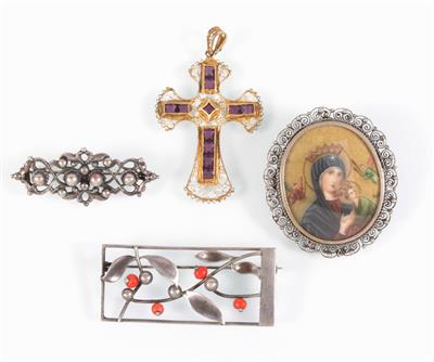 Kreuz, 3 Broschen - Antiques, art and jewellery
