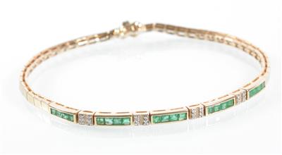 Brillant/Smaragdarmkette - Antiques, art and jewellery
