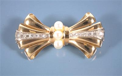 Diamant Brosche zus. ca. 0,55 ct - Umění, starožitnosti, šperky