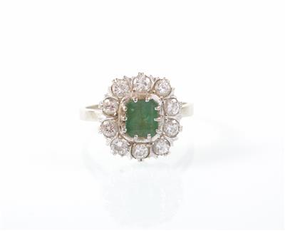 Brillant/Smaragd-Damenring - Arte, antiquariato e gioielli