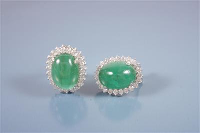 Smaragd-Brillantohrclips zus. ca. 18,70 ct - Umění, starožitnosti, šperky