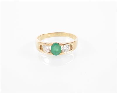 Brillant/Smaragd-Ring - Umění, starožitnosti, šperky