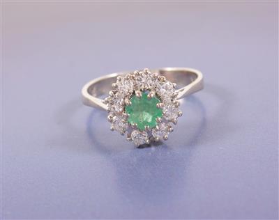 Brillant/Smaragd Damenring - Antiques, art and jewellery