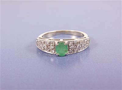Diamant/Smaragd Damenring - Antiques, art and jewellery