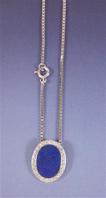 Diamant/Lapislazulianhänger an Venezianerhalskette - Schmuck, Kunst und Antiquitäten