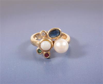 Brillant/Farbstein-Ring - Arte, antiquariato e gioielli