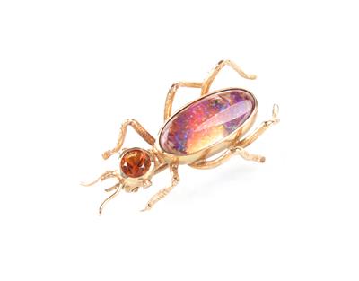 Opal/Citrin Insektenbrosche - Arte e antiquariato