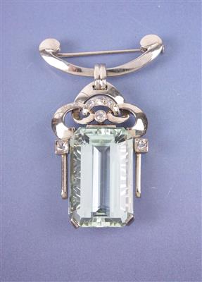 Altschliffbrillant/Diamant/ Aquamarin Brosche - Gioielli, arte e antiquariato