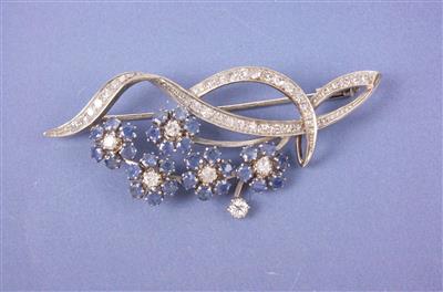 Diamant/Saphir Brosche - Jewellery, Works of Art and art