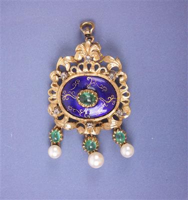 Diamant/Smaragd/Kulturperlen Anhänger/Brosche - Jewellery, Works of Art and art