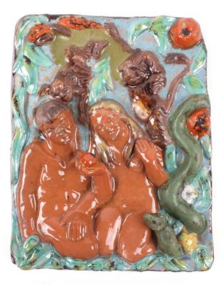 "Adam und Eva" Reliefplatte, - Klenoty, umění a starožitnosti