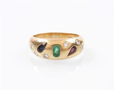 Brillant/Farbstein-Ring - Schmuck, Kunst & Antiquitäten